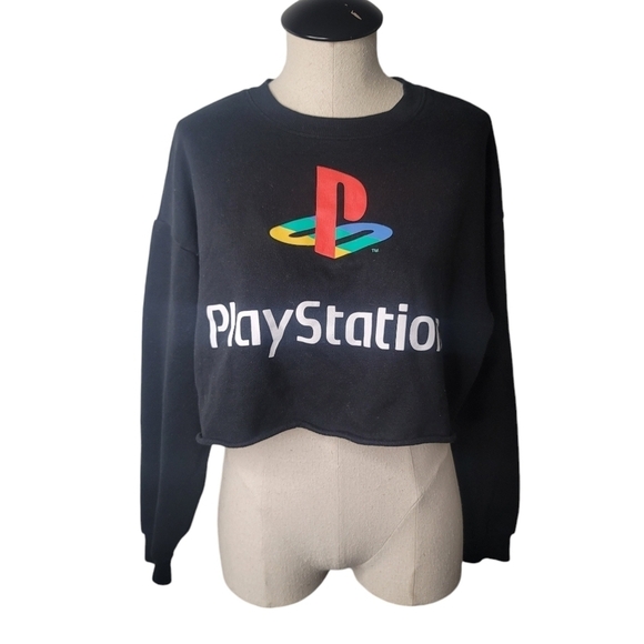 Playstation Long Sleeve Cropped Sweatshirt  Size Large - Picture 1 of 3